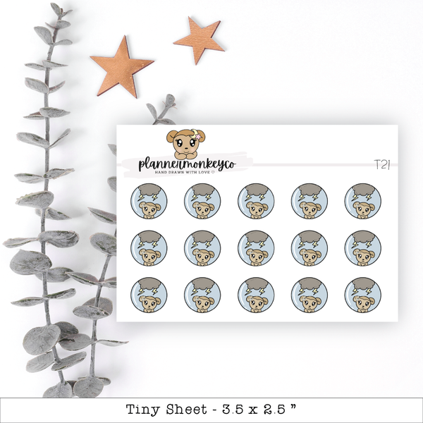 a sheet of stickers with a teddy bear on it