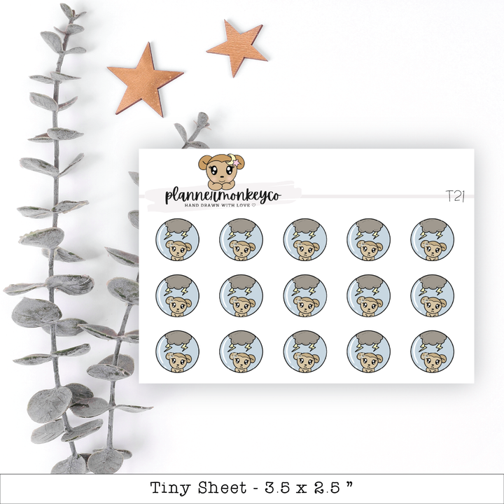 a sheet of stickers with a teddy bear on it