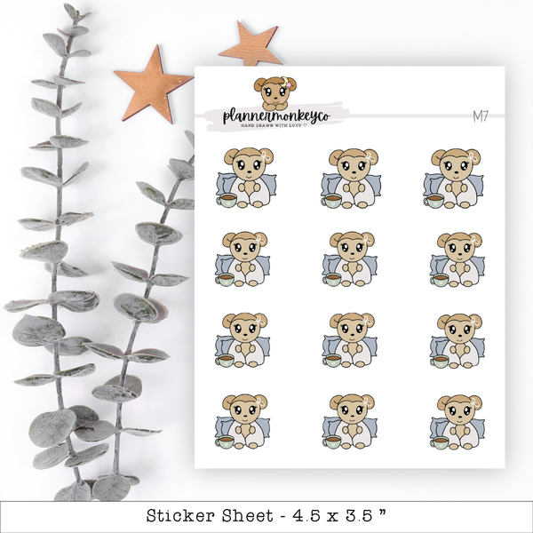 a sticker sheet of a teddy bear with stars
