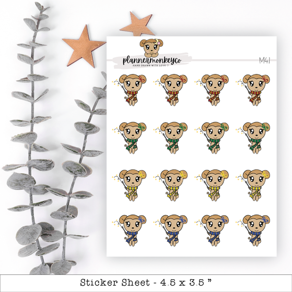 a sheet of stickers with a teddy bear on it