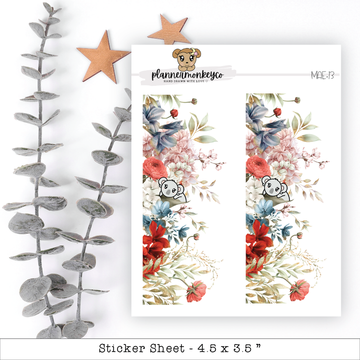 a sticker sheet with flowers and stars on it