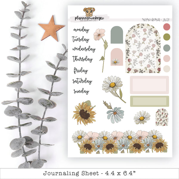 a sticker sheet with flowers and a star