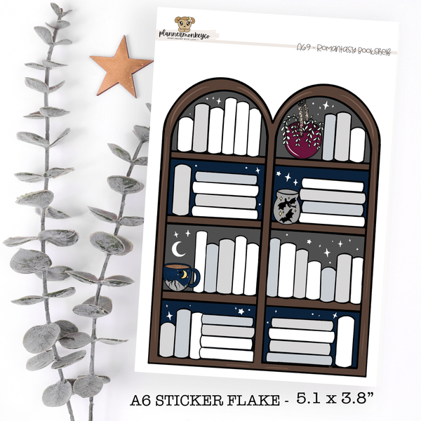 A610 | A6 Romantasy Night Court Bookshelf Full Page Sticker Flake