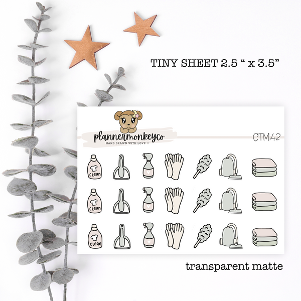 CTM.42 | Cleaning Doodles Neutral Colours Tiny Sheet (Transparent)