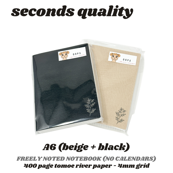 * Seconds Quality *  A6 + 400pg Freely Noted |  52 gsm Tomoe River Paper Notebook ( OOPS )