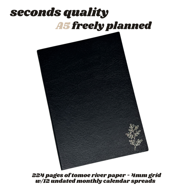 * Seconds Quality * A5 ' Freely Planned ' 224 PG WITH Undated Monthlies - 52gsm Tomoe River Paper Planner