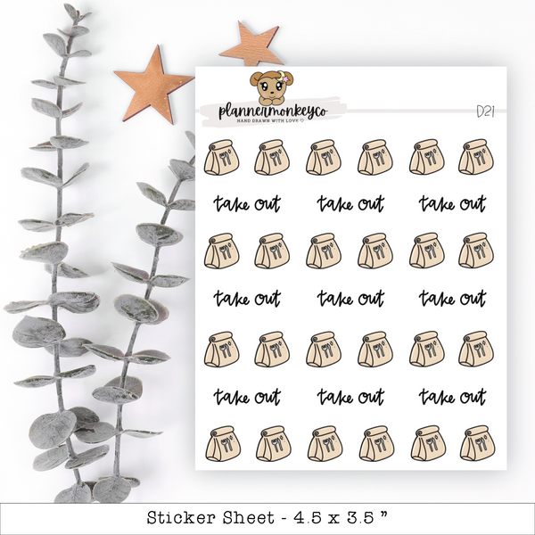 Take Out Bag Doodle Stickers