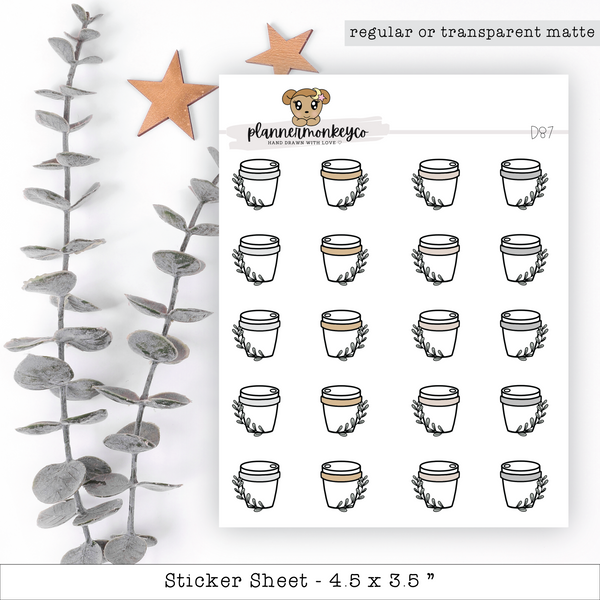 Autumn Coffee Cups Doodle Stickers