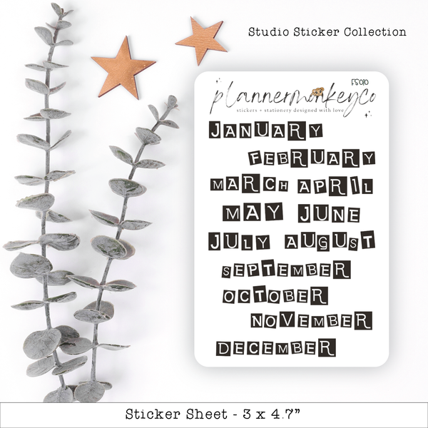 Collage Letter Month Stickers | Studio Sticker Collection