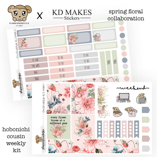 HC.3 | Hobonichi Cousin Weekly 2pg Kit ' Spring Floral PMC X KDMAKES '