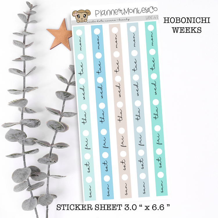 HOF.43 | Hobonichi Weeks Date Cover Strips ' Beachy '