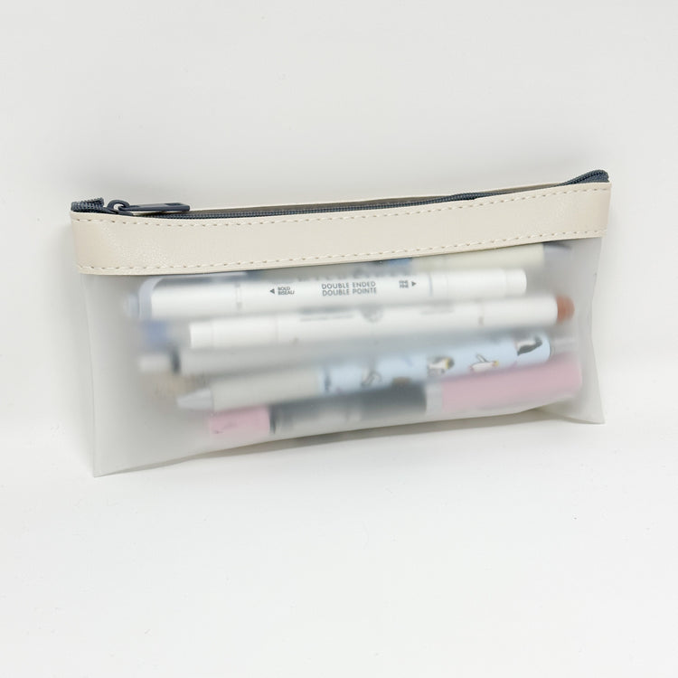 Minimal Beige Frosted Pencil Pouch