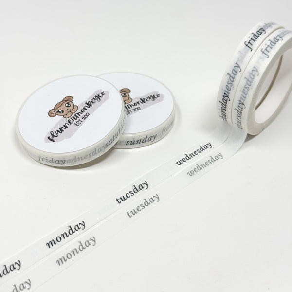 Freely Planned Days Of The Week Washi Tape | 7MM