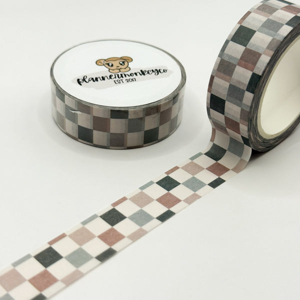 Neutral Boho Checkered Washi Tape | 15mm