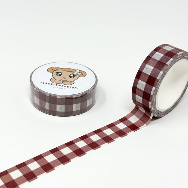 Burgundy Holiday Gingham Washi Tape | 15MM