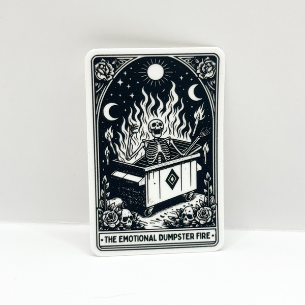 Dumpster Fire Tarot Card Vinyl Die Cut Sticker | Matte