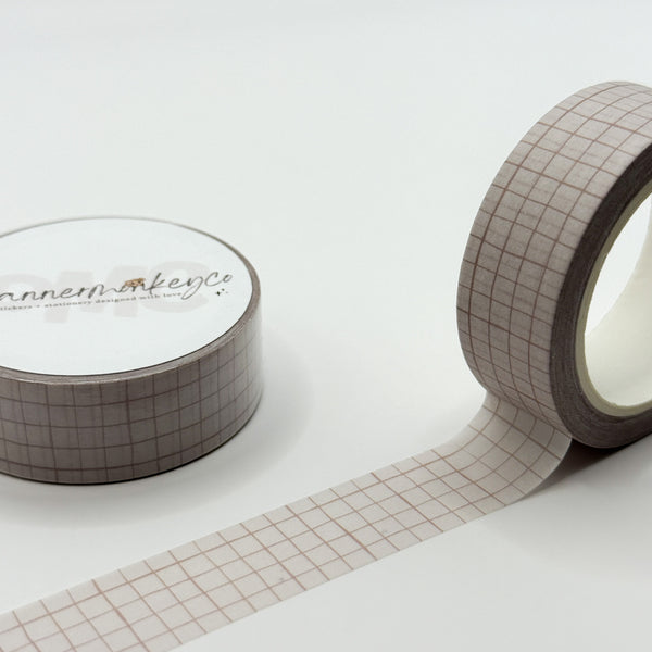 Mauve Grid Washi Tape | 15mm