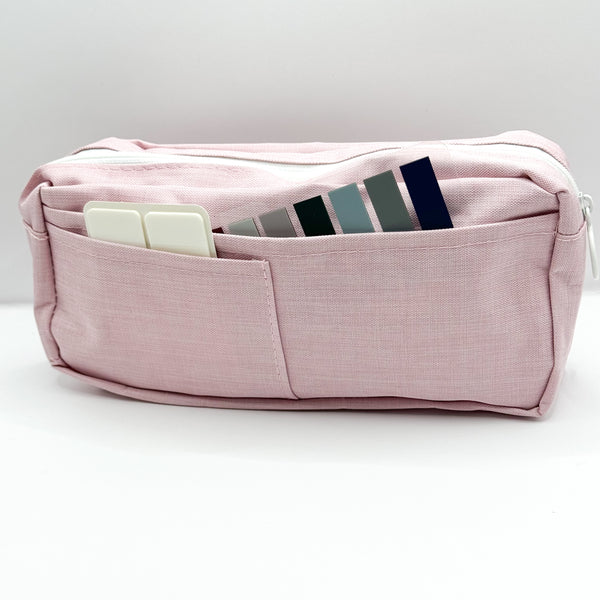 Pink Canvas Pencil Case/Pouch With Front Pockets
