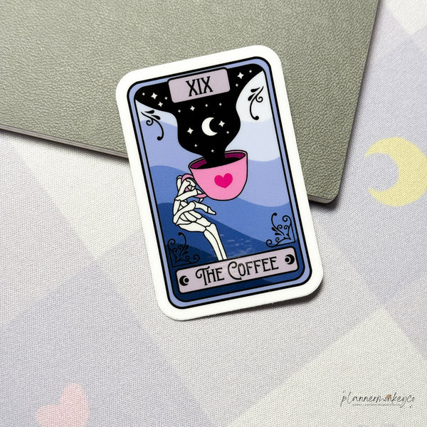 Celestial The Coffee Tarot Card Vinyl Die Cut Sticker | Glossy
