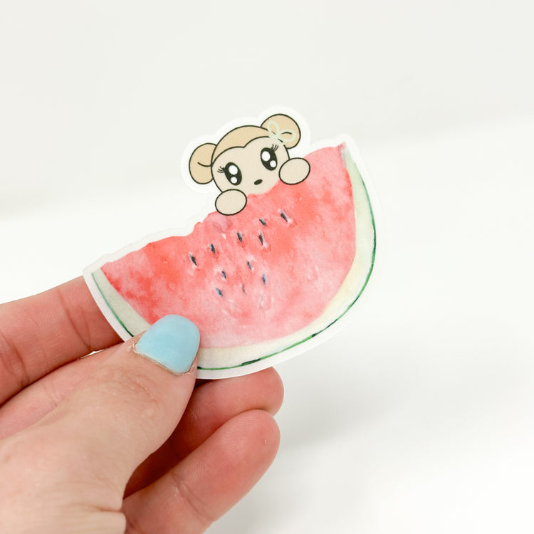 Peeking Watermelon Macy Die Cut Sticker | Transparent