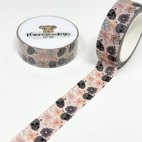 Pink Floral Skull Washi Tape | 15MM