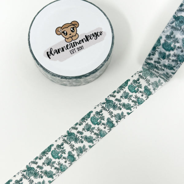 Teal Peonies Washi Tape | 15MM