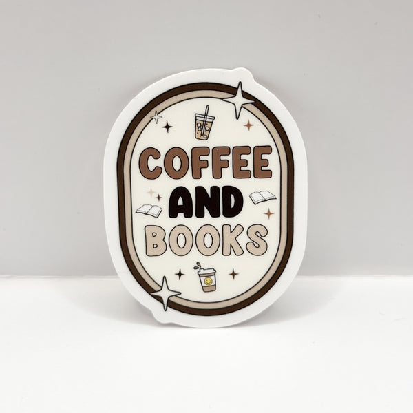 Coffee And Books Vinyl Die Cut Sticker | Matte