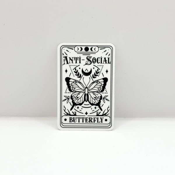 Anti Social Butterfly Tarot Card Vinyl Die Cut Sticker | Matte