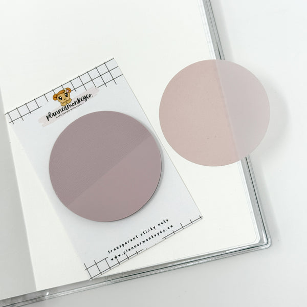 Mauve Circle Transparent Sticky Notes / Page Flags 1.75"
