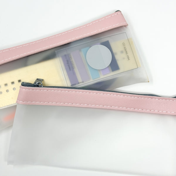 Minimal Pink Frosted Pencil Pouch