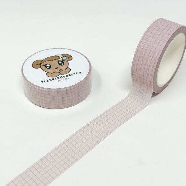Pink Mauve Grid Washi Tape | 15MM