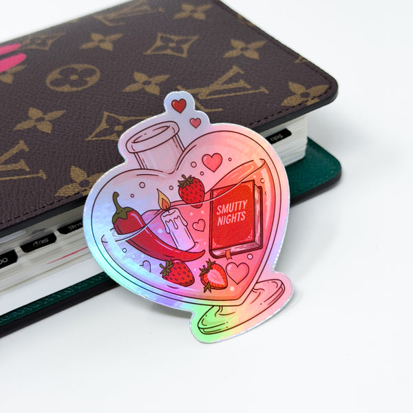 Smutty Nights Bookish Potion Vinyl Die Cut Sticker | Holographic