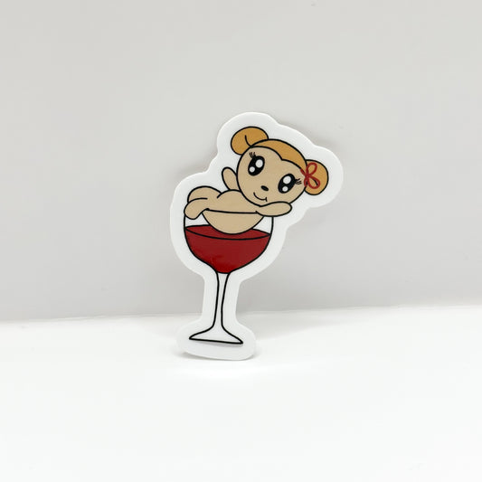 Macy Loves Wine Vinyl Die Cut Sticker | Glossy White