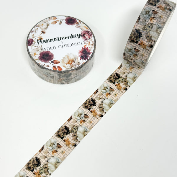 Macy Fall Floral Grid Washi Tape | 15MM (PMC X FADED CHRONICLE)