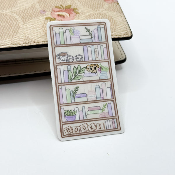 Late Spring Bloom Bookish Bookshelf Vinyl Die Cut Sticker | Matte