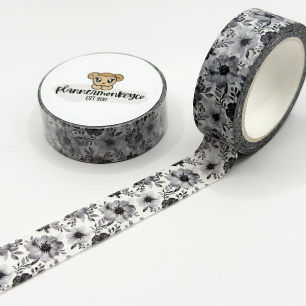 Greyscale Floral Washi Tape | 15MM