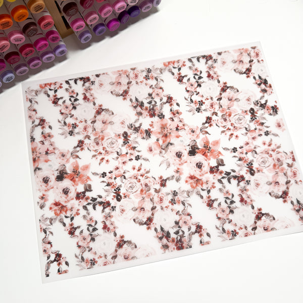 Boho Floral - Full Size Vellum Sheet (8.5” × 11”)