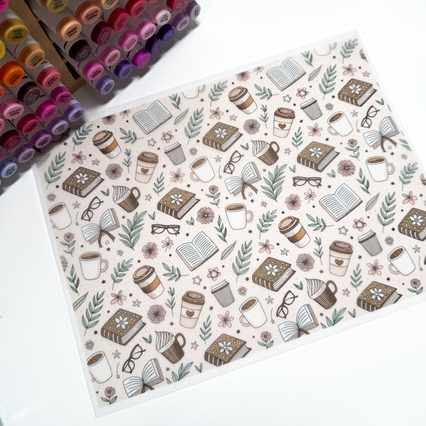 Cozy Coffee + Books - Full Size Vellum Sheet (8.5” × 11”)