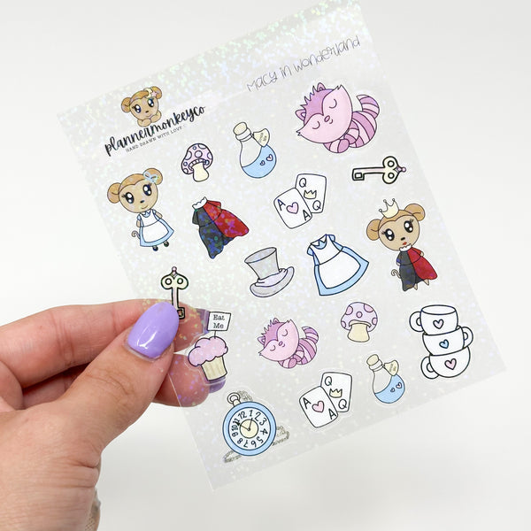 Macy In Wonderland (PMC X PBC) Holographic Clear Stickers