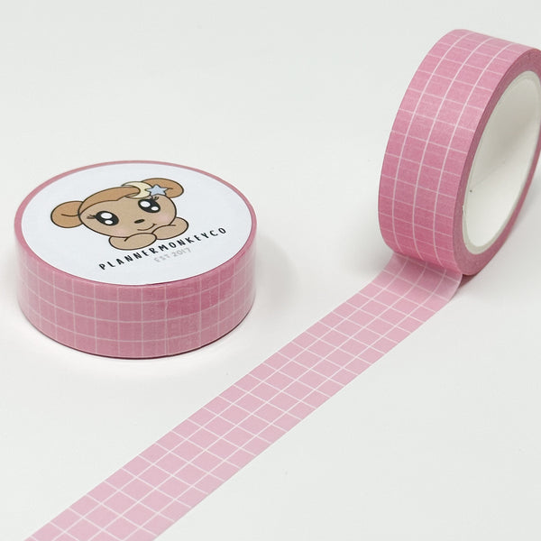 Pastel Pink Grid Washi Tape | 15MM