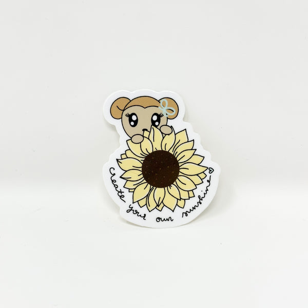 Create Your Own Sunshine Peeking Sunflower Vinyl Die Cut Sticker | Glossy