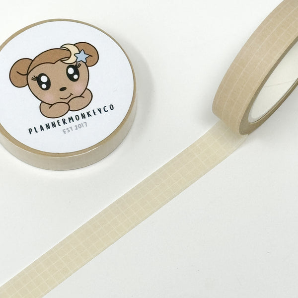Pale Yellow Grid Washi Tape | 10MM