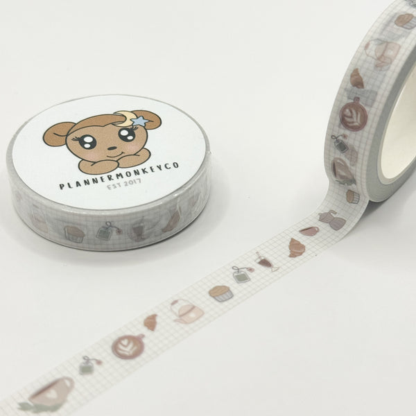 Cafe Doodles Grid Washi Tape | 10MM (PMC X PBC)