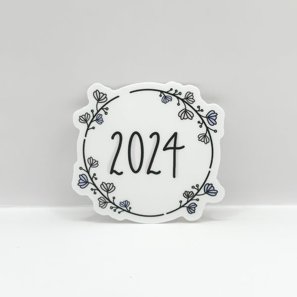 2024 Floral Vinyl Die Cut Sticker | Matte White