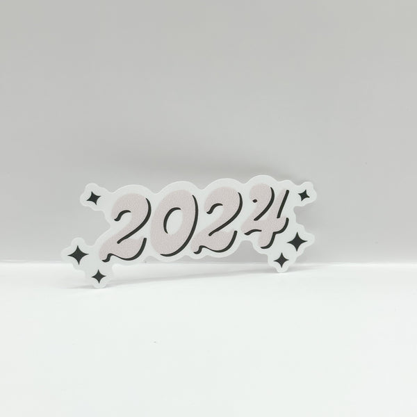Pink + Black 2024 Cute Vinyl Die Cut Sticker | Transparent Matte
