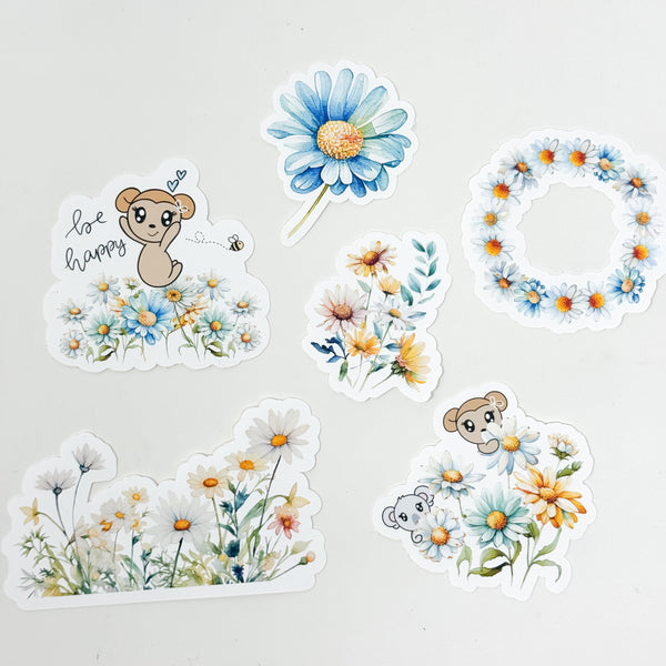 Spring Daisy Collection Sticker Flake Of 6 | PMC X KDMAKES