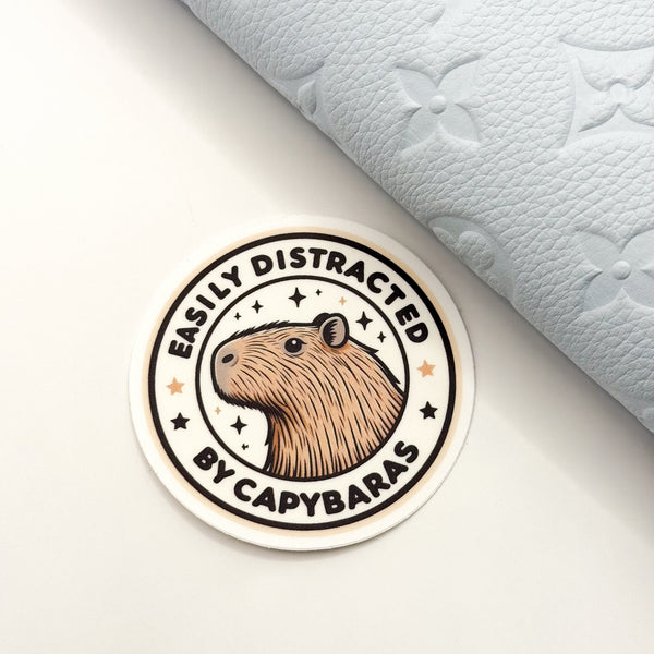 Easily Distracted By Capybaras Vinyl Die Cut Sticker | Matte