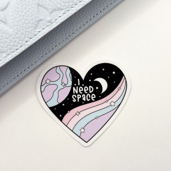 I Need Space Heart Vinyl Die Cut Sticker | Glossy