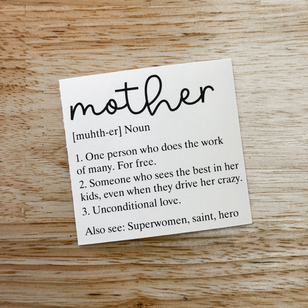 Mother Noun Die Cut | Sticker Paper