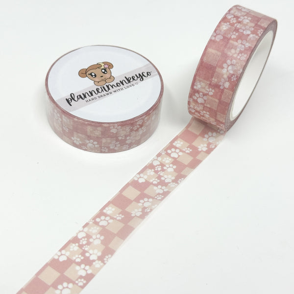 Pink Always In My Heart Paw Print Washi Tape | 15MM